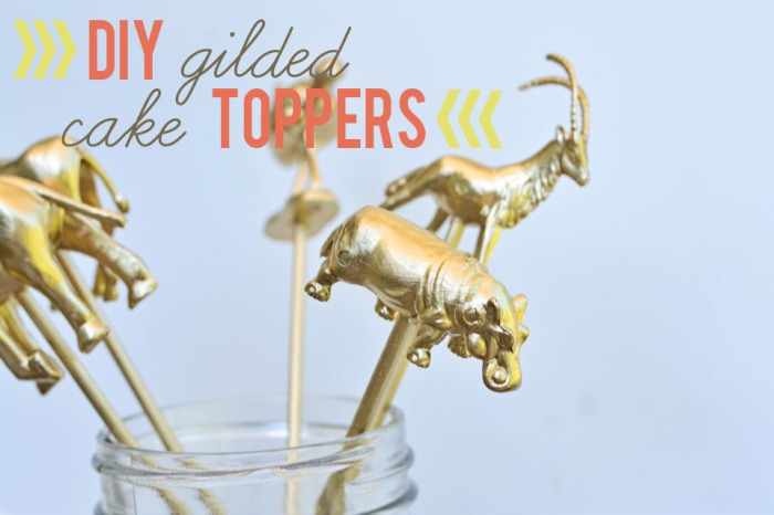 gold animal cake toppers - diy guilded cake toppers | via oneyounglove.com